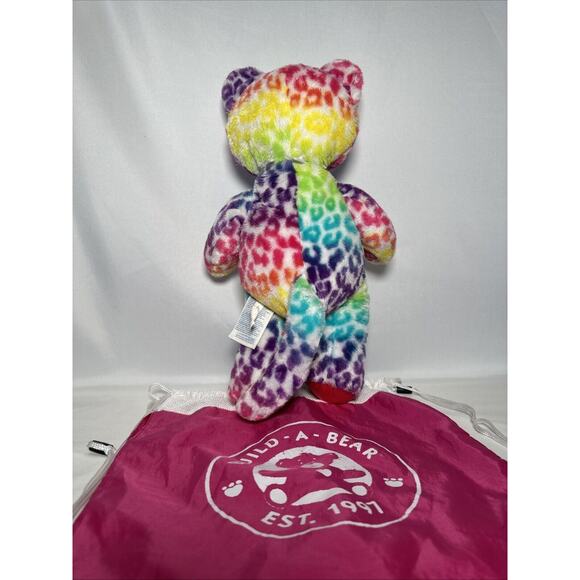 Build-A-Bear Lisa Frank Rainbow Spotted Leopard 17'' Heart Nose Embroidered Eyes - Picture 4 of 9